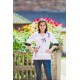 Boho Style Embroidered Assymetric Blouse "Summer Birds" White/Black